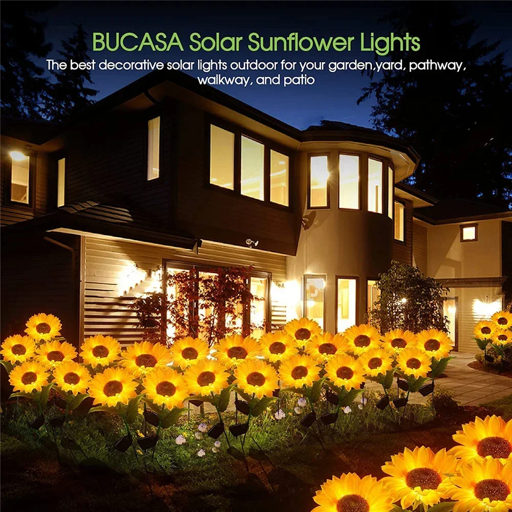 Solar Lights Outdoor Garden Decor Sunflower Ligts Waterproof Solar Outdoor Lamp Decorative Lights for Path Garden Patio Backyard